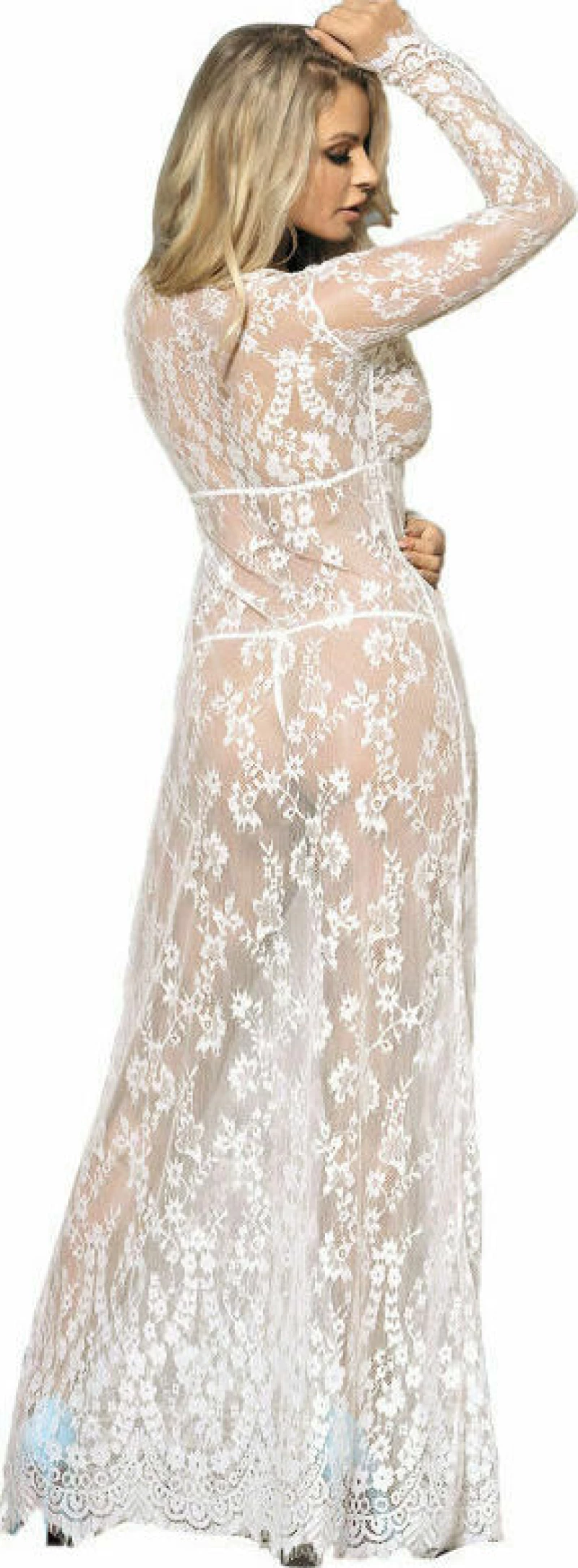 SUBBLIME LONG SLEEVE LONG DRESS WHITE