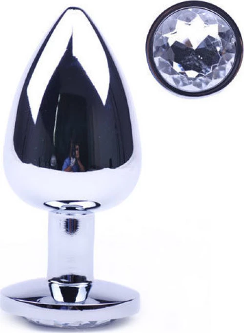 Clear Large Metallic Anal Plug