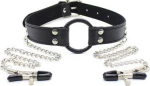 Toyz4lovers Ring Gag & Nipples Clamps Black