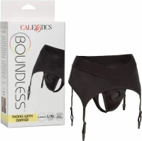 Calexotics Boundless Thong with Garter Black