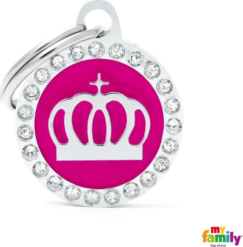 Στρογγυλή Ταυτότητα My Family Glam Κορώνα με Swarovski - Φούξια, Small, Διαστάσεων: 2.85X2.15cm