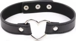 FETISH ADDICT COLLAR WITH HEART SHAPED HOOP ADJUSTABLE 41.5cm BLACK - ΚΟΛΑΡΟ ΜΕ ΚΑΡΔΙΑ ΜΑΥΡΟ