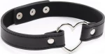 FETISH ADDICT COLLAR WITH HEART SHAPED HOOP ADJUSTABLE 41.5cm BLACK - ΚΟΛΑΡΟ ΜΕ ΚΑΡΔΙΑ ΜΑΥΡΟ