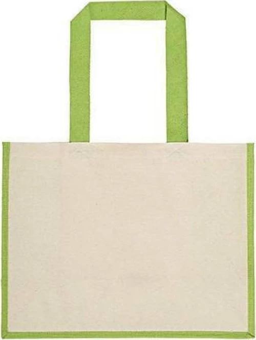 Ubag Sunset Δίχρωμη Τσάντα 100% Βαμβάκι 42X33X20Εκ 28L Natural/Apple Green