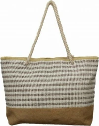 Τσάντα Θαλάσσης Γραμμές Μπεζ-Χρυσό Κωδ.13370