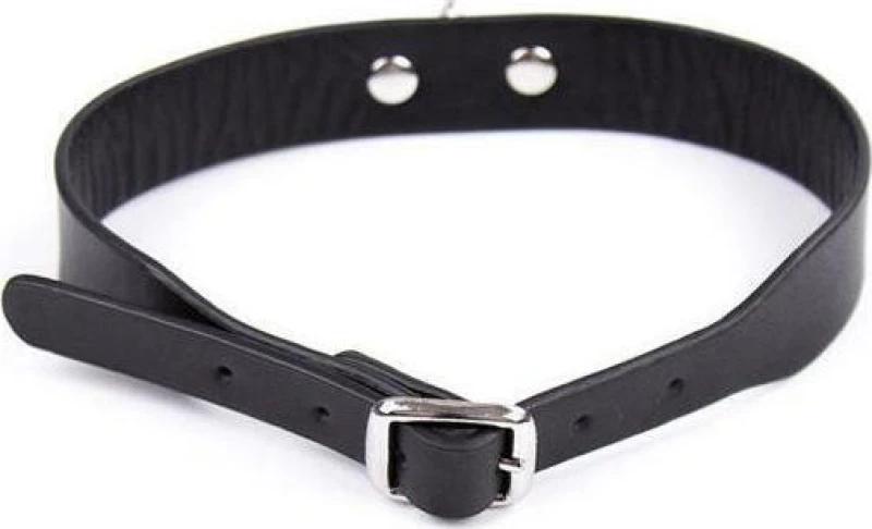 FETISH ADDICT COLLAR ADJUSTABLE 43cm BLACK - ΚΟΛΑΡΟ ΜΕ ΚΡΙΚΟ ΜΑΥΡΟ