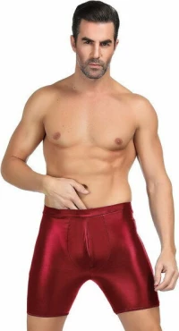 Burgundy Wet Look Boxer Briefs