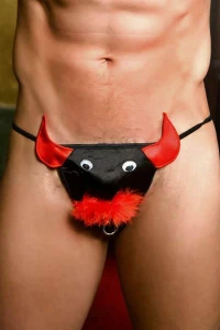 Bull Thong - Black & Red - OS