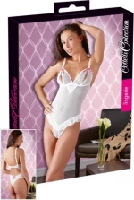 Cottelli Collection Crotchless Body White Pink