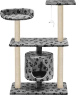 vidaXL Δέντρο Γάτας Με Τύπωμα Πατούσες Γκρι 70x45x95cm