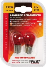 Lampa P21W Red Dyed Glass 12V 2τμχ
