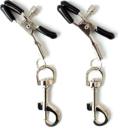 Fetish Addict Nipple Clamps with Hook Silver