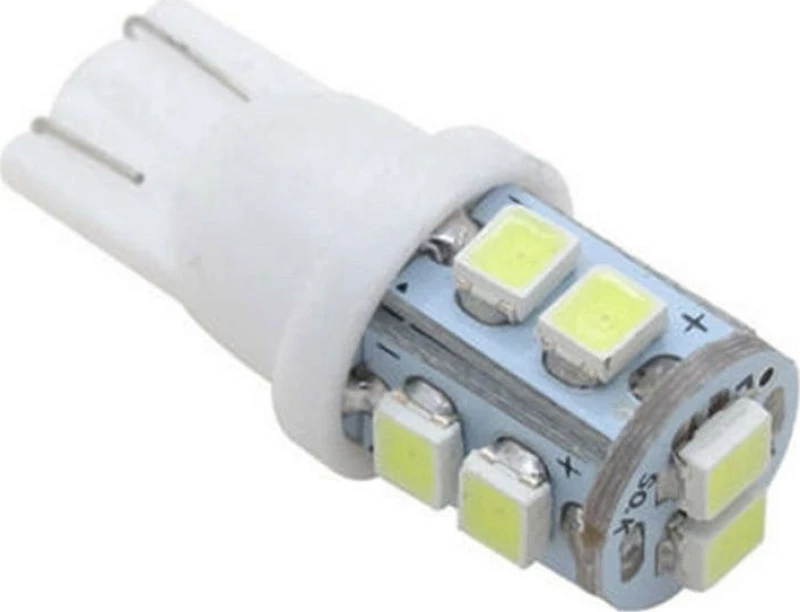 ΛΑΜΠΑΚΙ ΑΥΤΟΚΙΝΗΤΟΥ Led T10 W5W με 10 LED SMD 6500k (ΨΥΧΡΟ)
