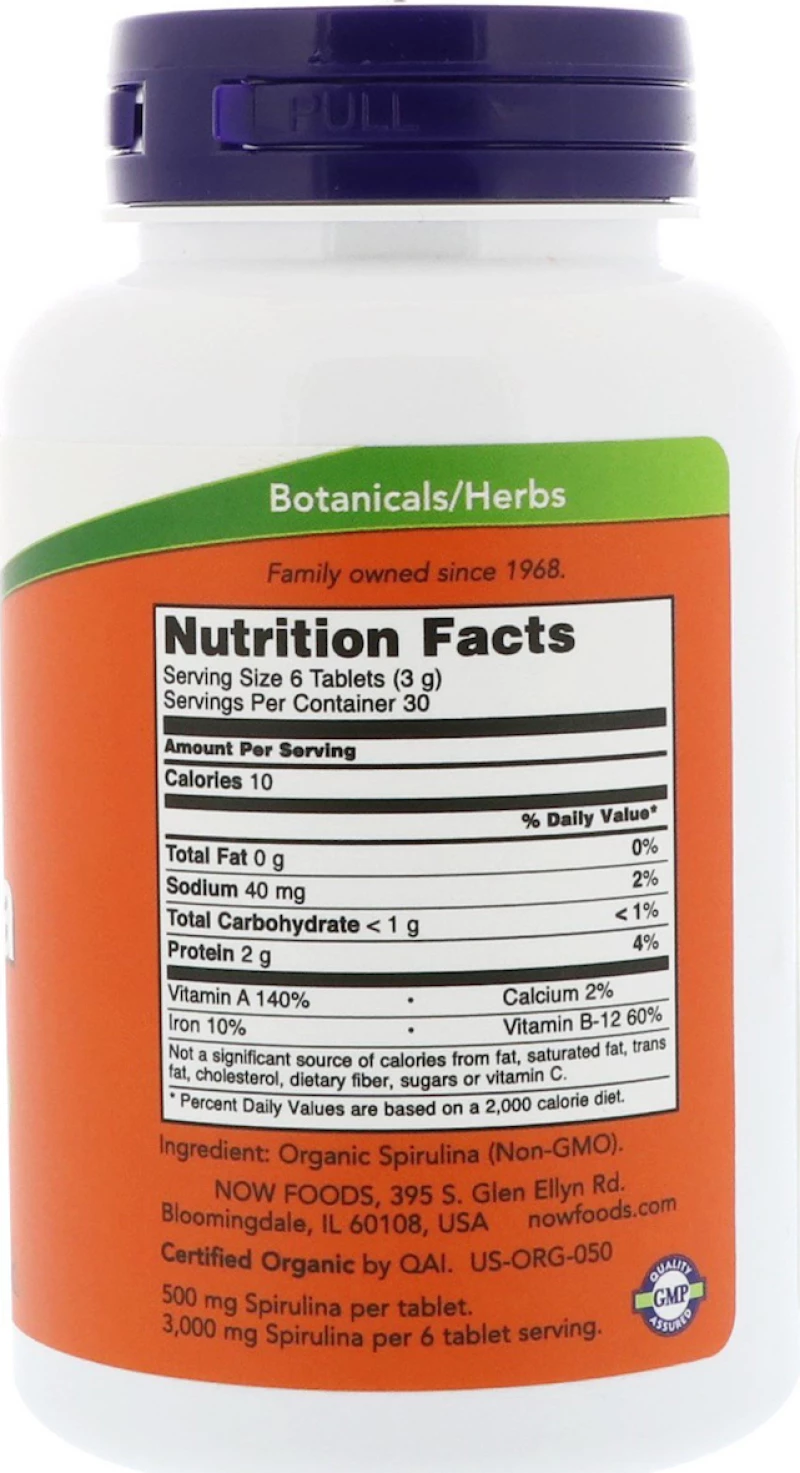 Now Foods Spirulina 500mg 200 ταμπλέτες