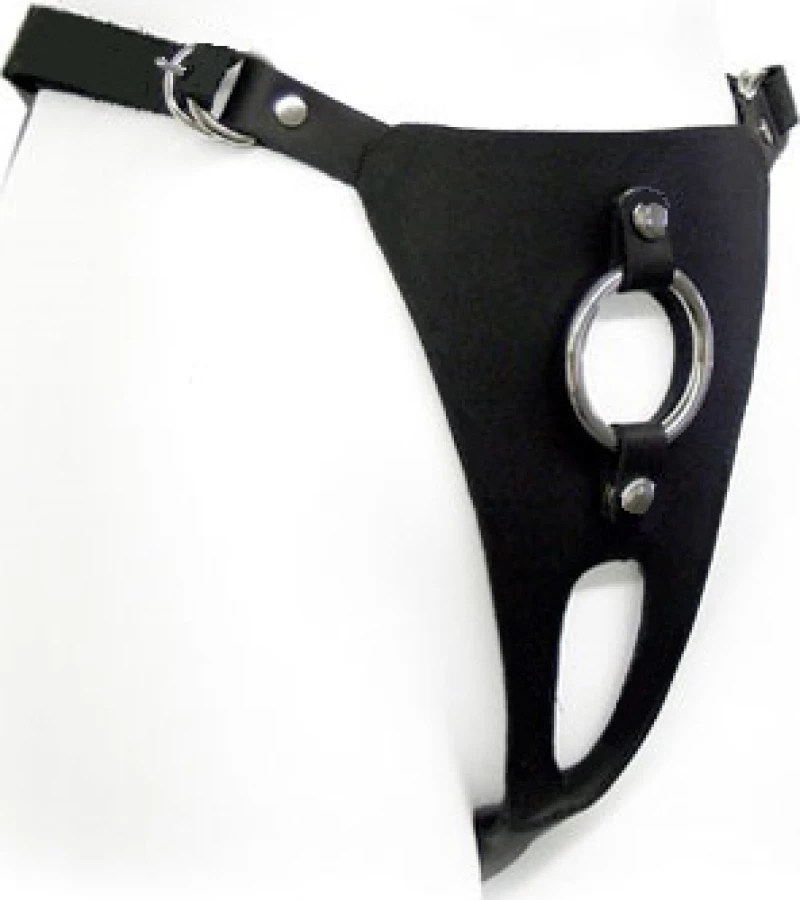 BDSM Ζώνη-strap on από δέρμα με δυο τρύπες