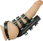 BDSM Δερμάτινο δακτυλίδι πέους με δονητή