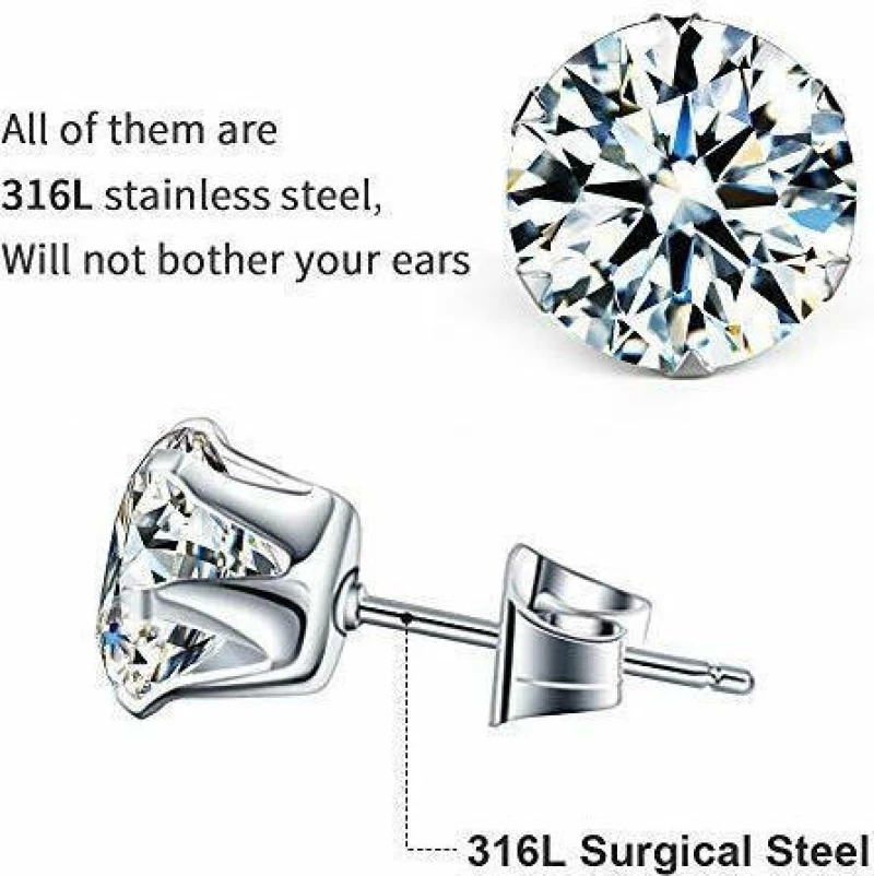 ΣΚΟΥΛΑΡΙΚΙ AΣΗΜΕΝΙΟ ZIRCON ΛΕΥΚΟ 6MM