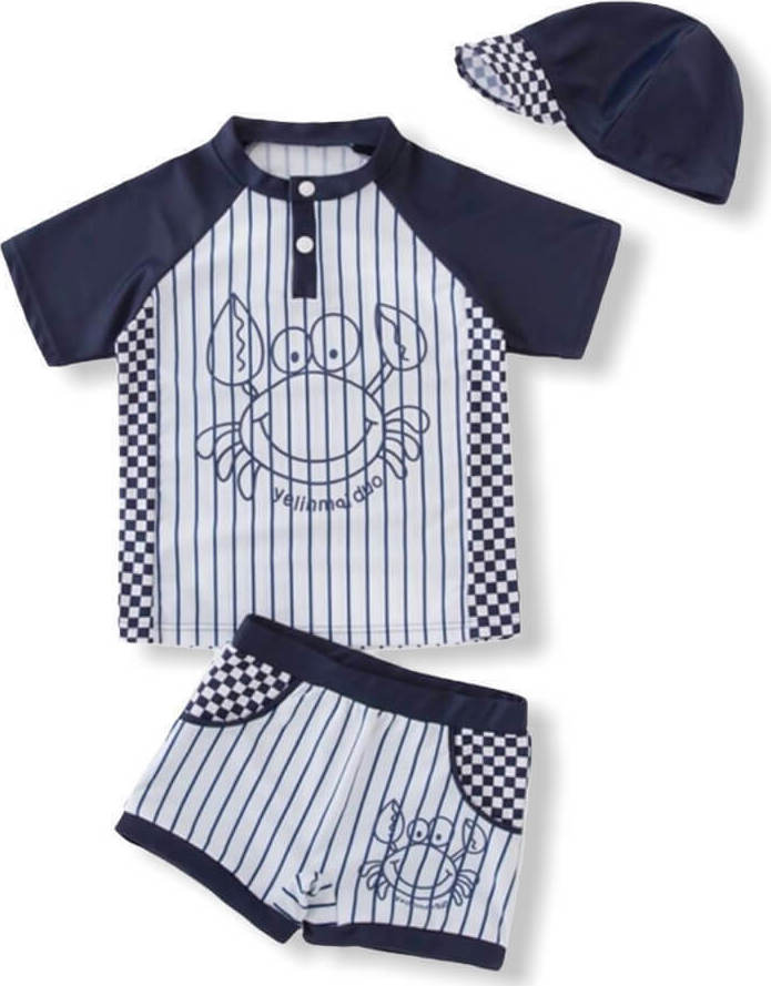 Boy Swimwear Set "Crab" - Blue/White