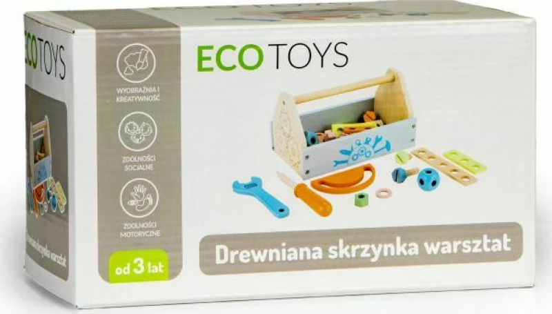Ecotoys Ξύλινη Εργαλειοθήκη με Πολύχρωμα Εργαλεία