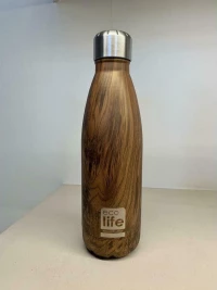 Ecolife Μεταλλικό Μπουκάλι Θερμός Wood 0.5lt