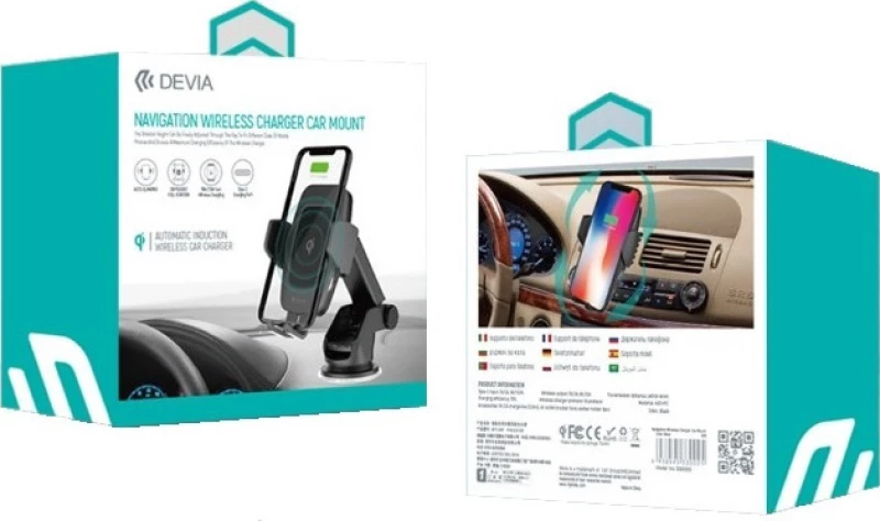 Devia Βάση Κινητού Αυτοκινήτου Navigation Wireless Charge Mount με Ρυθμιζόμενο Βραχίονα και Ασύρματη Φόρτιση