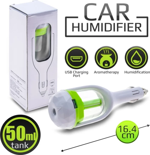 Usb Car Charger + Humidifier Green