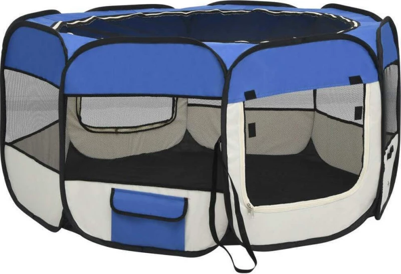 vidaXL Πάρκο Σκύλου Πτυσσόμενο Μπλε 125x125x61cm
