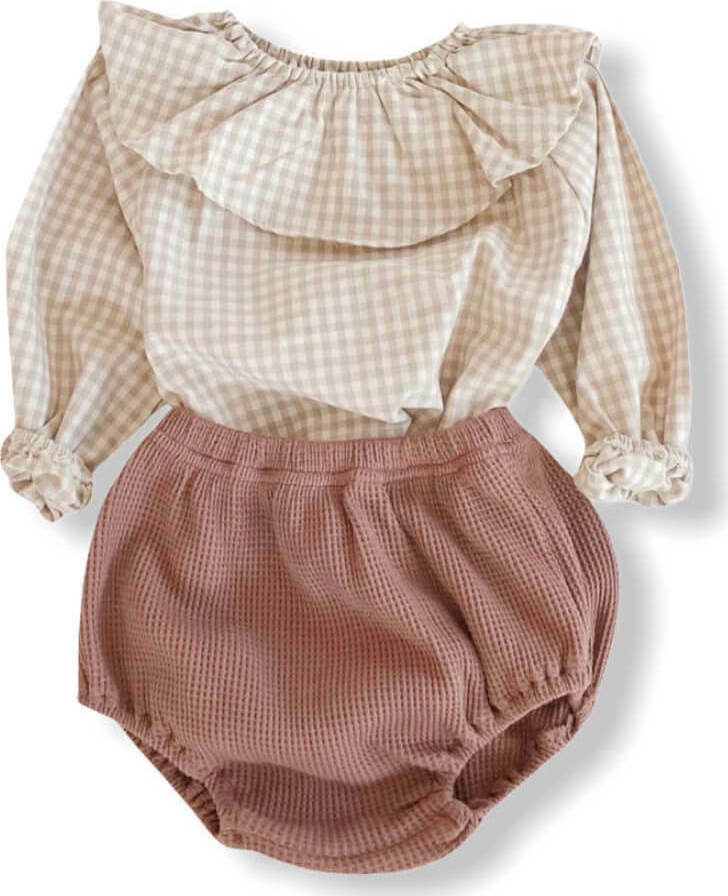Baby Girl Checked Set - Apricot