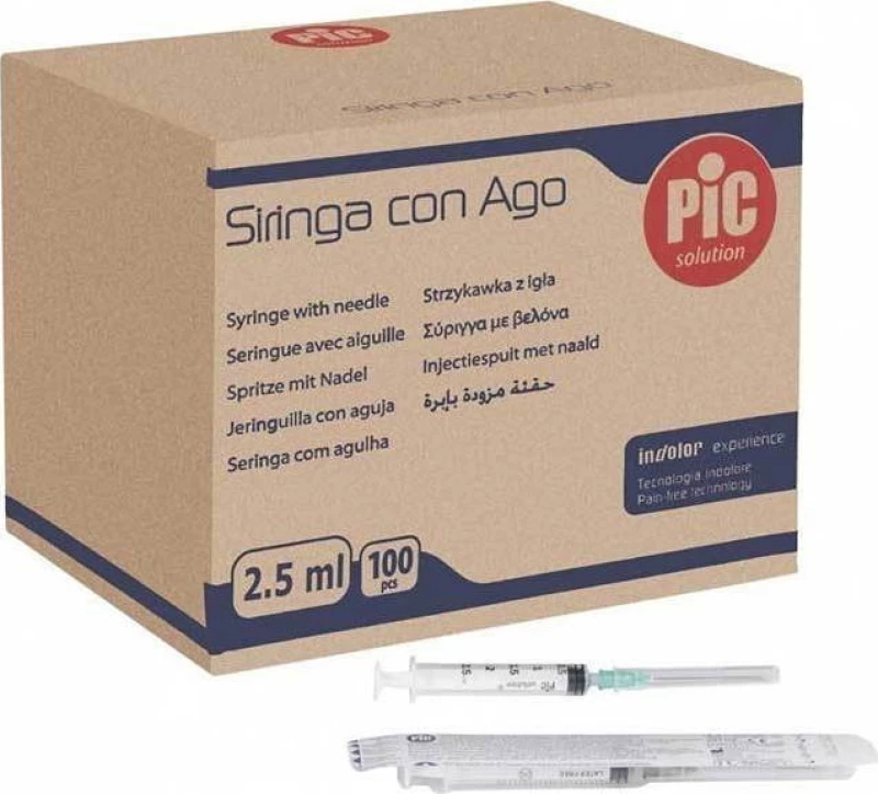 Pic Solution Σύριγγες Central 2.5ml Μια Χρήσεως με Βελόνα G22 x 1.2" 100τμχ