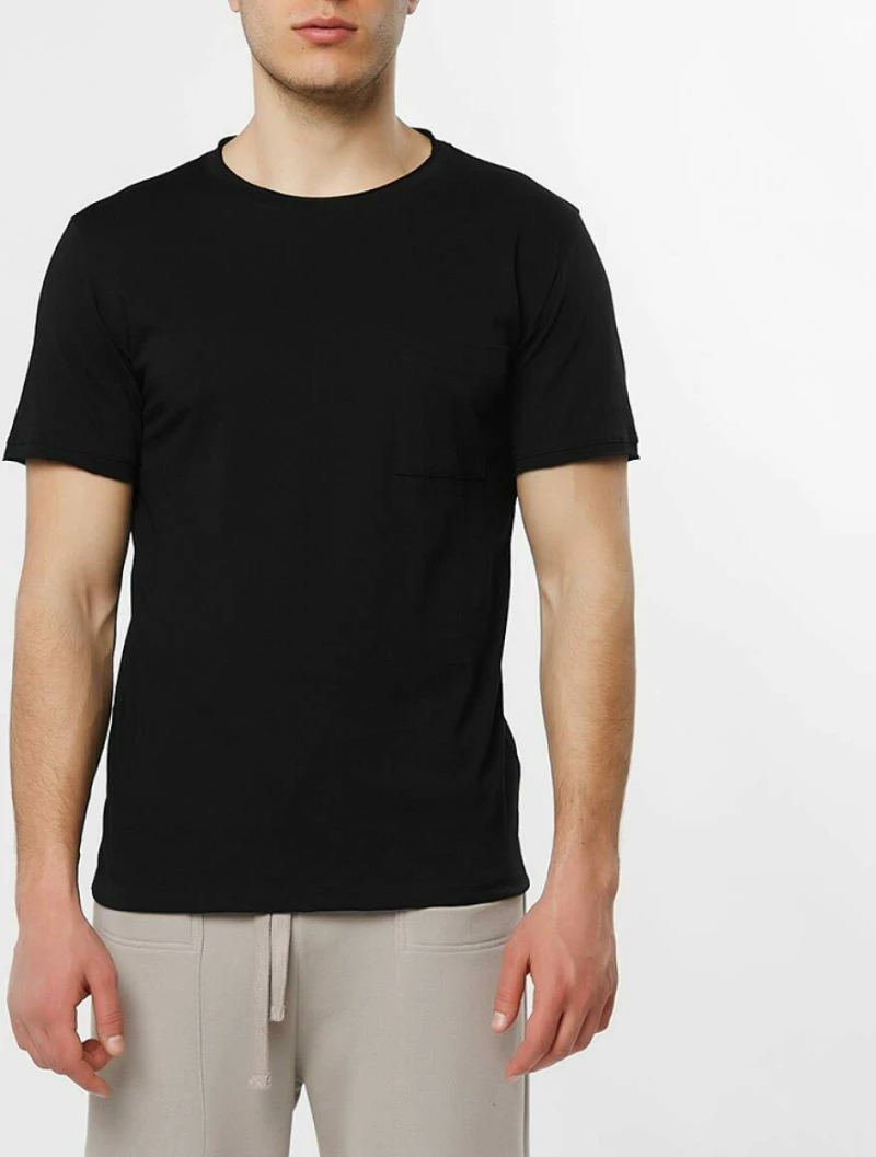 The Project Garments Slim Fit Pocket Crew Neck T-Shirt Black