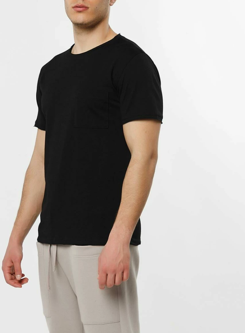 The Project Garments Slim Fit Pocket Crew Neck T-Shirt Black