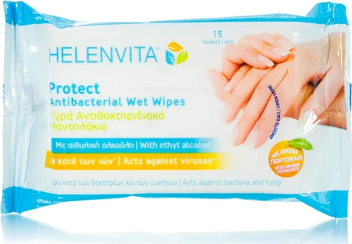 Helenvita Protect Antibacterial Wet Wipes 15τμχ