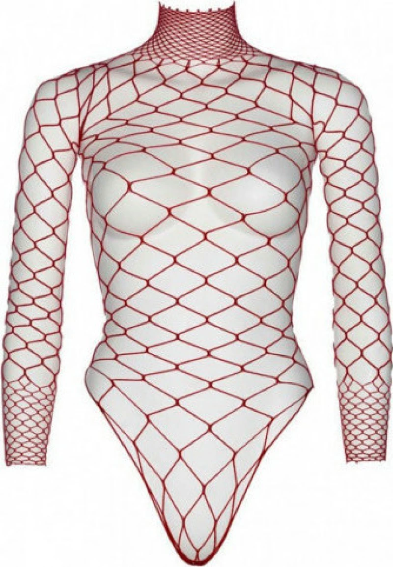 Leg Avenue Turtleneck Fishnet Teddy Red