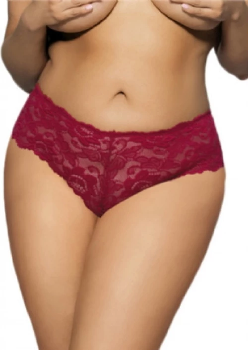 Plus Size Hot Red Floral Lace Short