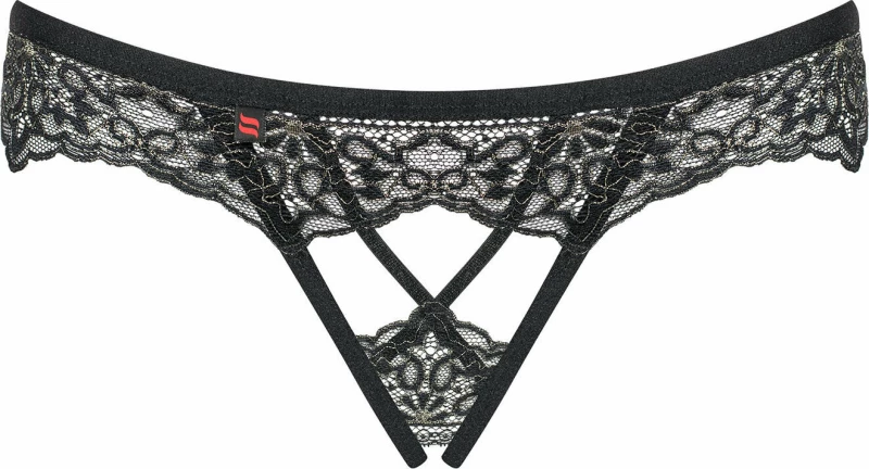 Obsessive Meshlove Lacy Crotchless Panties Black