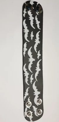 HANDMADE BAT PRINT LEATHER WRISTBAND