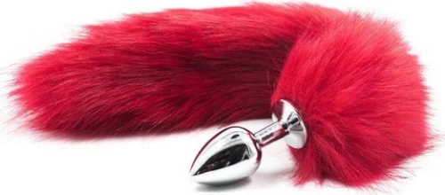 Long fox tail anal plug (red)