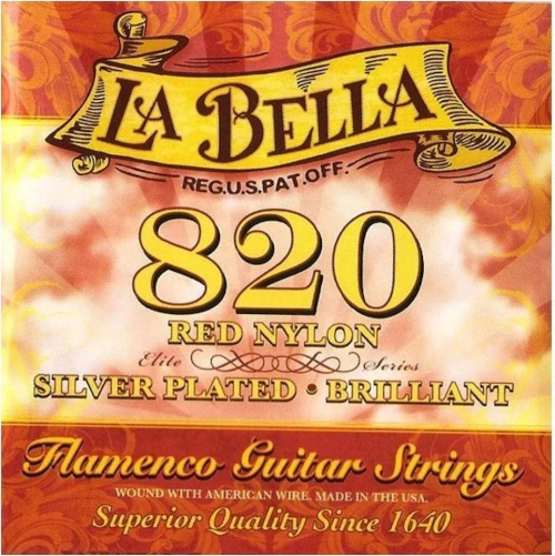 La Bella 820 Flamenco Red Nylon Silver Plated Medium Tension