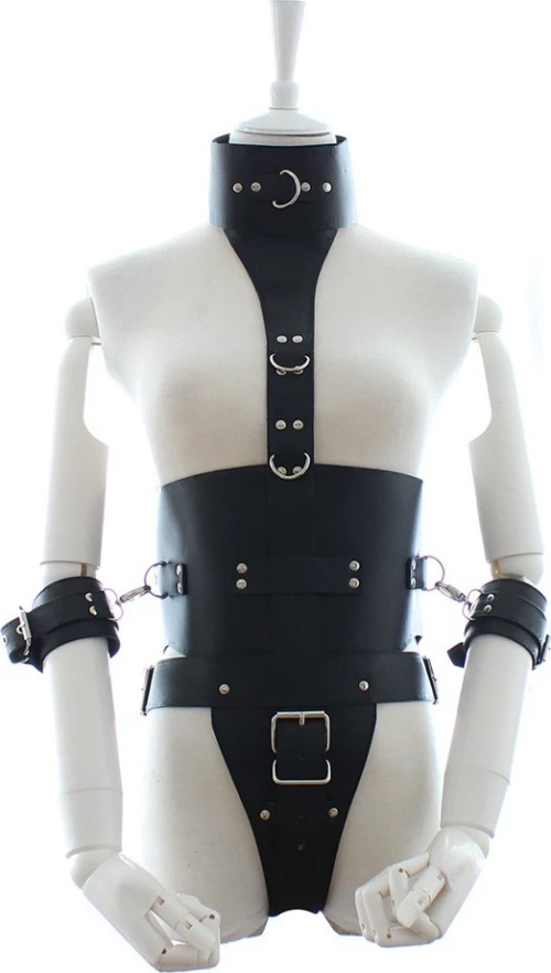 BDSM Δερμάτινο κορμάκι με χειροπέδες