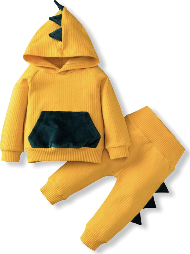 Baby Boy Ribbed Dinosaur Set - Yellow