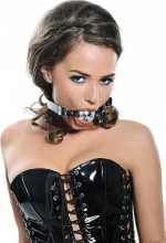 BDSM Δερμάτινο φίμωτρο με νίκελ μπάλα