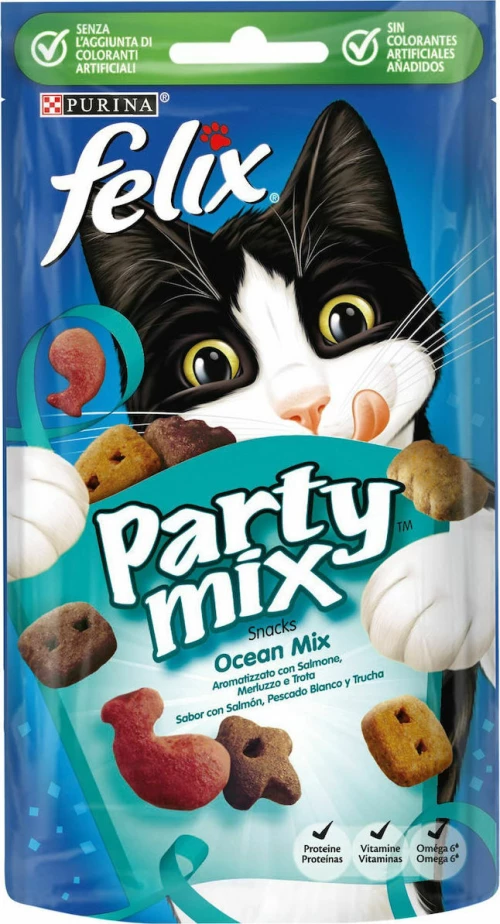Purina Felix Party Mix Snacks με Σολομό, Μπακαλιάρο & Πέστροφα 60gr