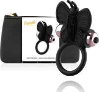Coquette Vibrating Ring with Butterfly Black/Gold