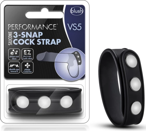 Blush Performance VS5 Silicone 3-Snap Cock Strap Black