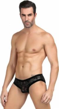 Floral Lace Briefs Black