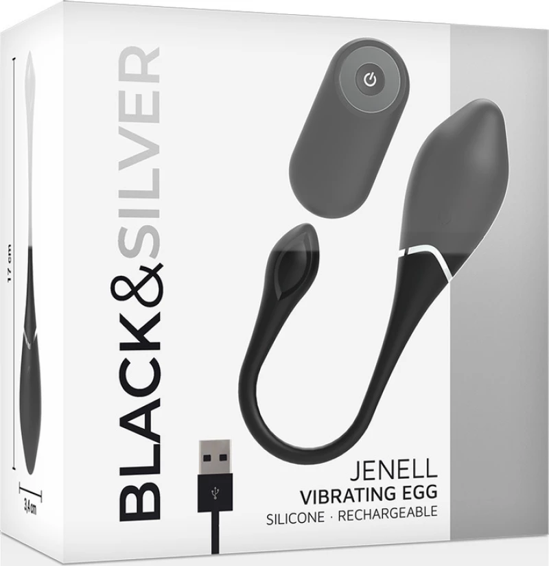 Black & Silver Jenell Rechargeable Vibrating Egg