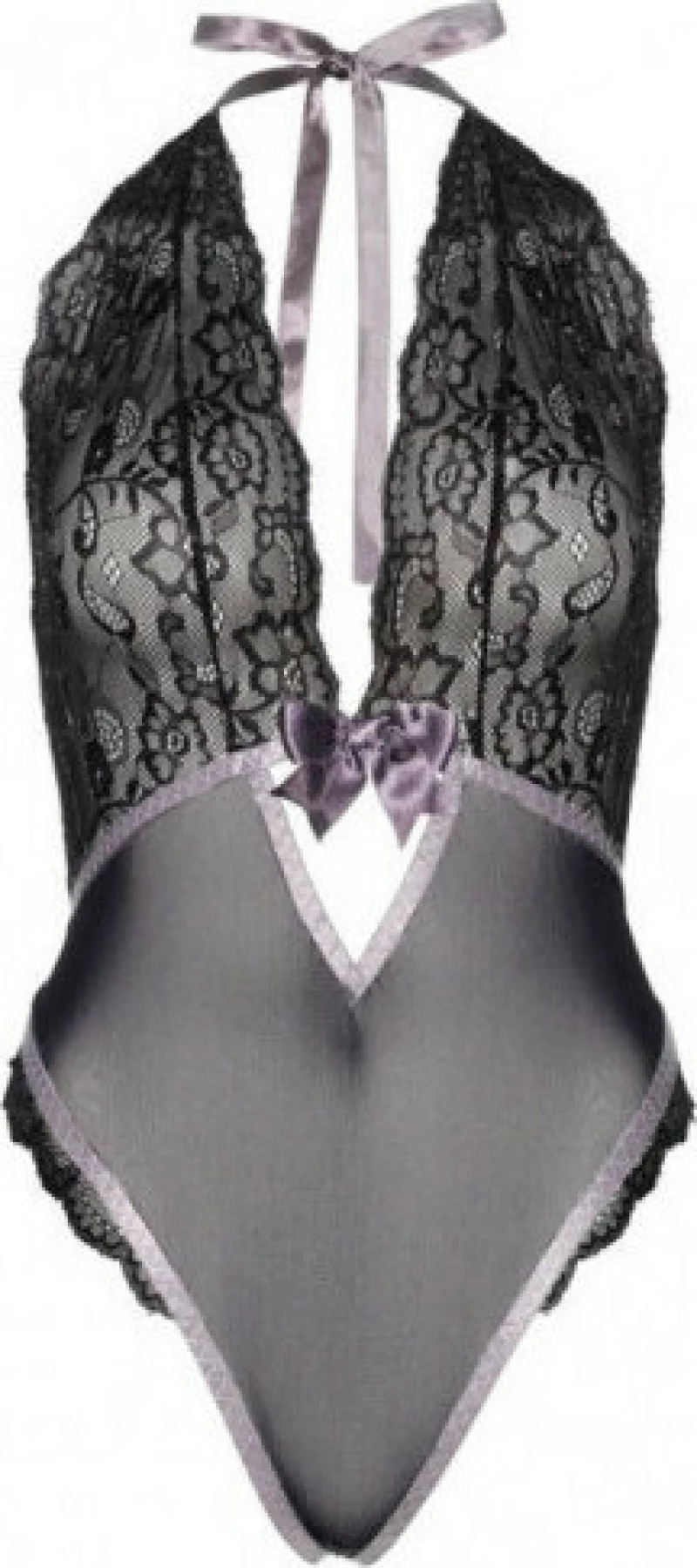 Leg Avenue Lace Halter Teddy Grey