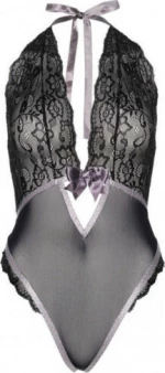 Leg Avenue Lace Halter Teddy Grey