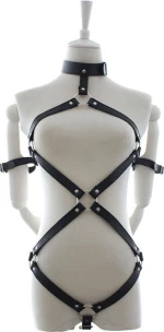 BDSM Δερμάτινο κορμάκι με περιλαίμιο/χειροπέδες