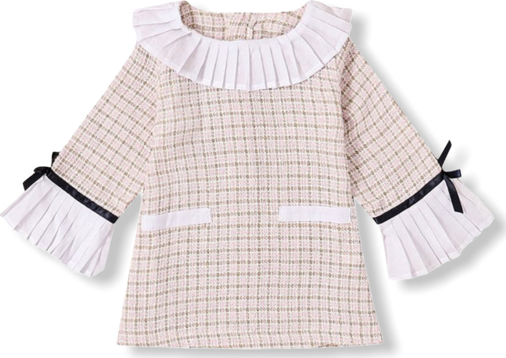 Baby Girl Round Neck Flare Dress - Pink